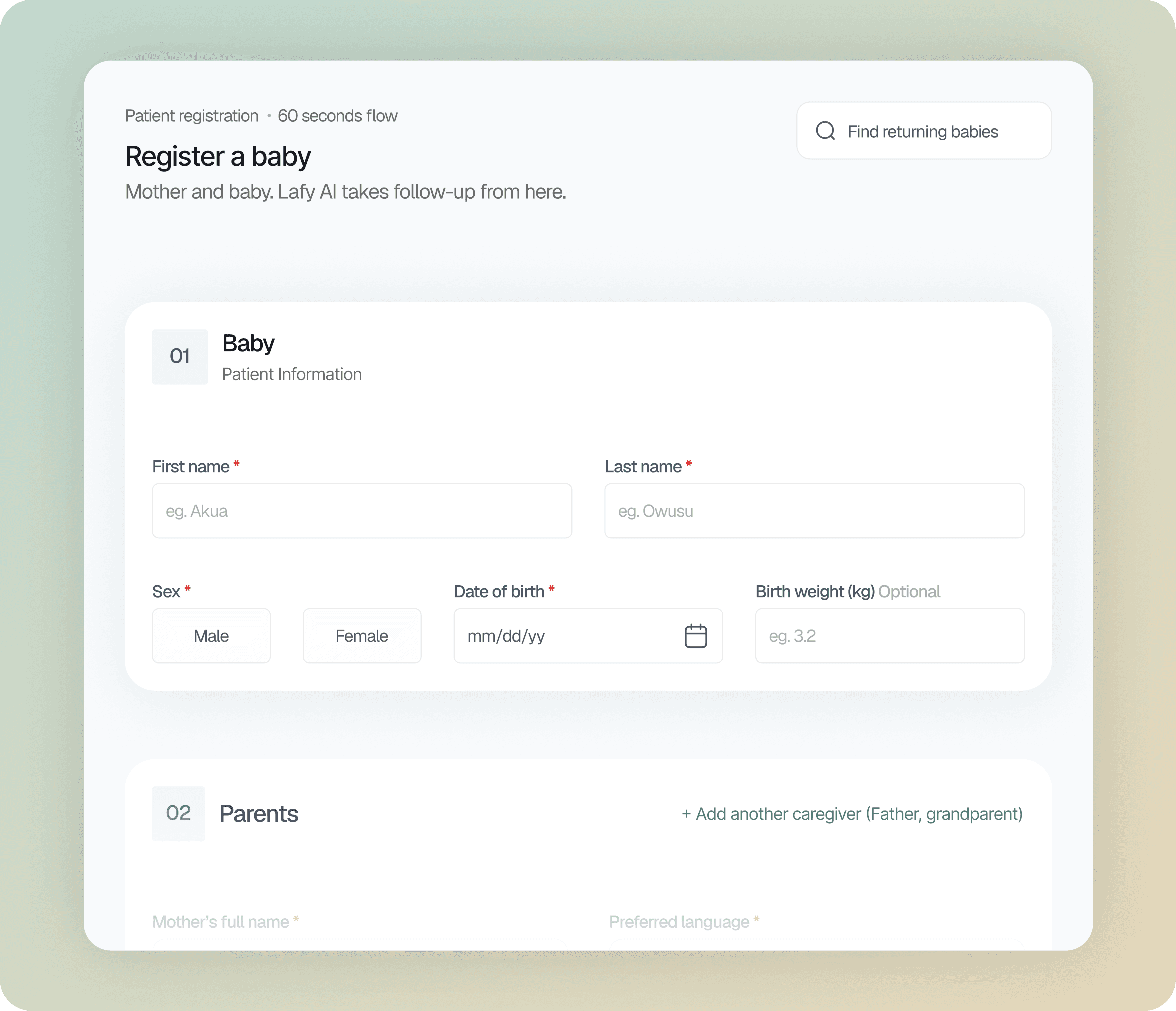 Register the child